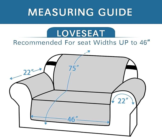 H.VERSAILTEX Loveseat Couch Cover Reversible Couch Covers for 2 Cushion Couch Water Resistant Furniture Protector Cover with Elastic Strap for Pets Kids(Loveseat, Grey/Beige)