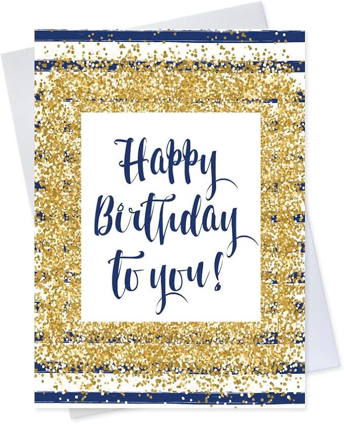 CEO Cards - Birthday Greeting Cards (Golden Confetti), 5x7 Inches, 25 Cards & 26 White Envelopes (B1704)
