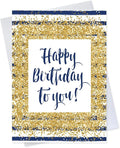 CEO Cards - Birthday Greeting Cards (Golden Confetti), 5x7 Inches, 25 Cards & 26 White Envelopes (B1704)