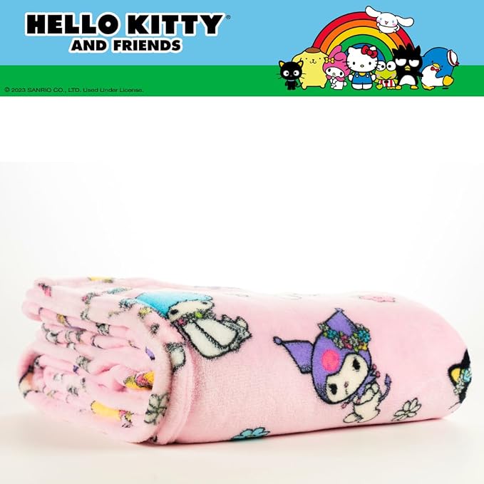 Sanrio Hello Kitty & Friends Cozy Blanket 62 in x 90 in – Soft Fluffy Plush Throw for Couch Or Bed, Collectible Gift (100% Officially Licensed Product) by Franco Collectibles®