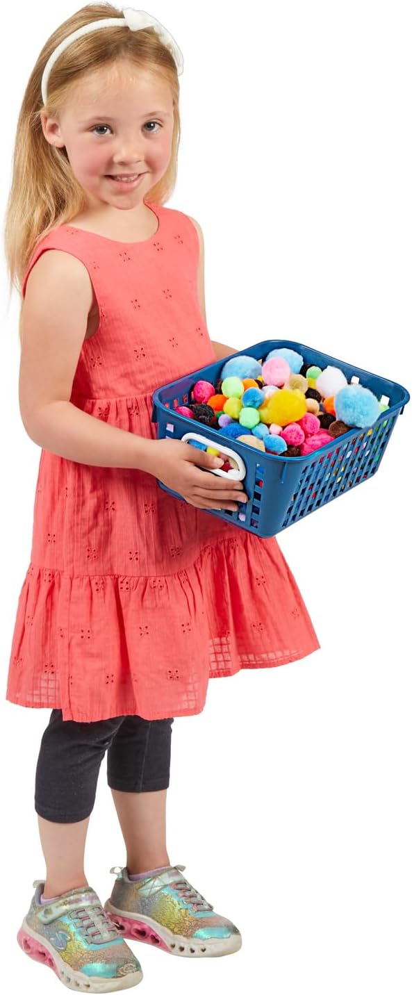 Really Good Stuff Medium Plastic Book Baskets, 11" x 7.5" x 4.5", 4-Pack | Cool & Calm Group Colors, Versatile Storage Solution for Classroom, Home, & Office, Storage, Multi-Purpose
