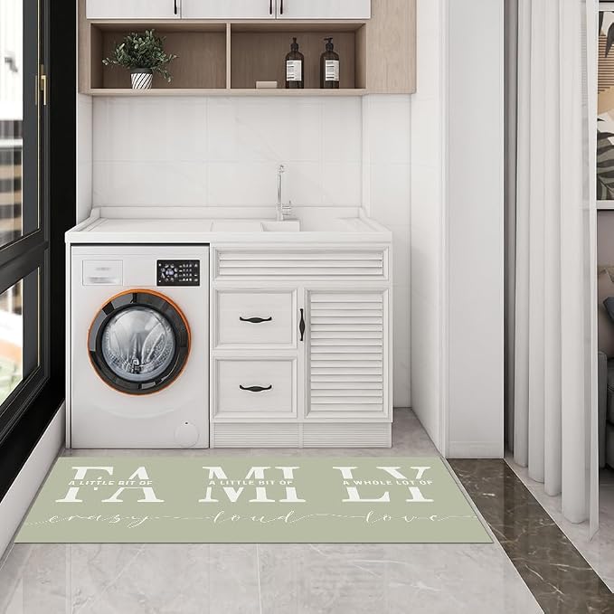 GUBIYU Green Area Rugs for Living Room Farmhouse Stain Resistant Non Skid Rubber Backing Washable Rug for Bedroom Dining Room Inspirational Rustic Home Decor Large Floor Carpet Hallway Rugs 23.6"x59"