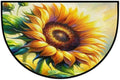 Sunflower Half Round Door Mat Non Slip Half Circle Rugs | Art Yellow Washable Half Moon Rug Semi Circle Rugs Indoor Entrance Floor Carpet for Kithen Bedroom Fireplace Decor