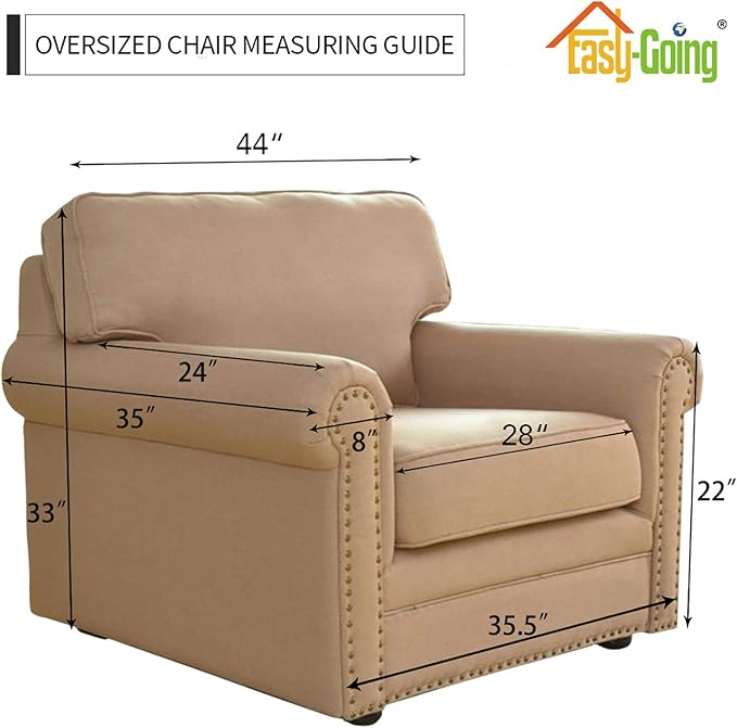 Easy-Going Stretch Oversized Chair Sofa Slipcover 1-Piece Couch Sofa Cover Furniture Protector Soft with Elastic Bottom for Kids Spandex Jacquard Fabric Small Checks Brown