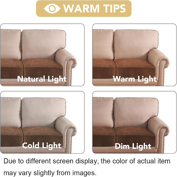 H.VERSAILTEX Velvet Stretch Couch Cushion Cover Plush Cushion Slipcover for Sofa Cushion Furniture Protector Seat Cushion Sofa Cover (3 Piece Sofa Cushion Covers, Caramel Cafe)