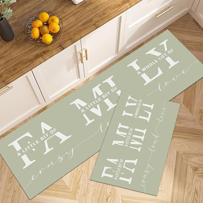 GUBIYU Kitchen Rug Set of 2,A Little Bit of Crazy A Whole Lot of Love Rugs for Living Room Dining Room Bedroom Aesthetic Anti Fatigue Kitchen Mats Non Skid Waterproof Rugs Farmhouse Office Home Decor