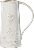 Lenox Homespun Ceramic Water Pitcher, 82oz | thistle design, dishwasher safe | table and home decor | 9 inch, 82oz, gift for women, kitchen decor