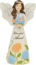 Pavilion Gift Company - Cherished Aunt - 5" Angel Figurine Floral Spring Home Decor from Niece Nephew Present