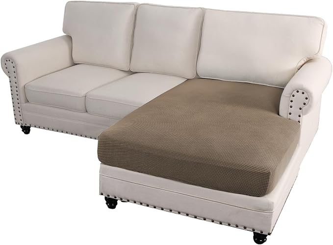 H.VERSAILTEX Sectional Couch Covers 1 Piece Chaise Slipcover L Shape Separate Cushion Couch Cover for Both Left/Right Sectional Couch (Seat Only: 1 Chaises, Macchiato)