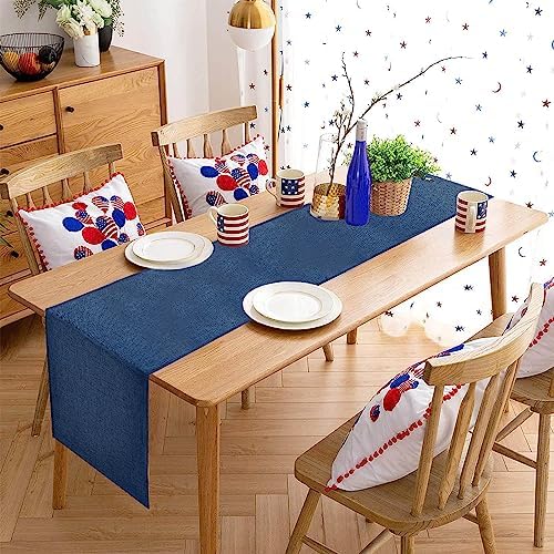 Navy Blue Table Runners 13x108 inches 2 Pieces Burlap 4th of July Runner - Image 5