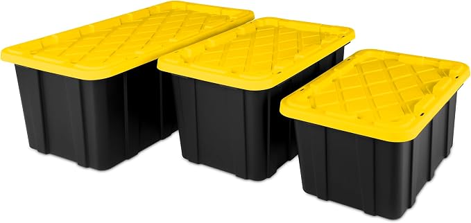 Sterilite 18-Pack Industrial Tote, Plastic Storage Container Bins with Lids, 17 Gallon - Heavy-Duty Organizing Containers for Closet, Bathroom, and Office