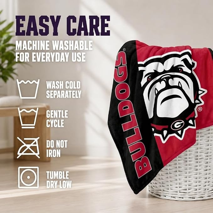 Pegasus Sports NCAA Georgia Bulldogs Endzone Ultra Soft Tailgate Throw