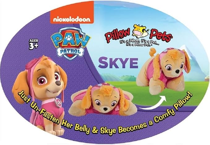 Pillow Pets Nickelodeon Paw Patrol Skye, 16" Plush Toy | Soft Plush Pillow Companion, Unfastens into a Cozy Pillow at Night, Machine Washable, BPA and Phthalates Free