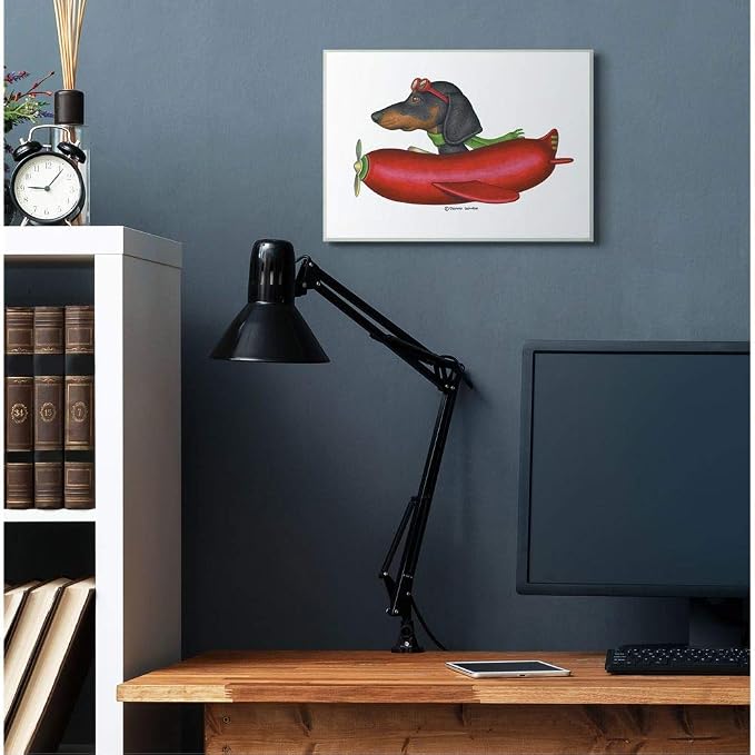 Stupell Industries 'Dachshund Flying in Weenie Plane'| Wall Plaque Art | Stupell Industries | 19 x 13 Inches, Easy to Hang and Sturdy, Made in USA, by Danny Gordan