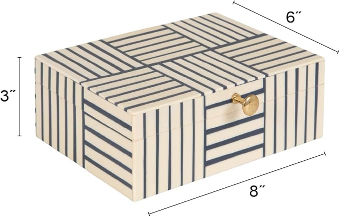 Bloomingville Midnight Blue & White Striped Resin Storage Box