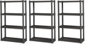 Sterilite 4 Shelf Unit, Heavy-Duty Plastic Utility Storage Rack, 3-Pack | Freestanding Shelving Organizer with 50 lb Capacity Per Shelf for Kitchen, Bathroom, Garage, Basement, Pantry & Laundry Room