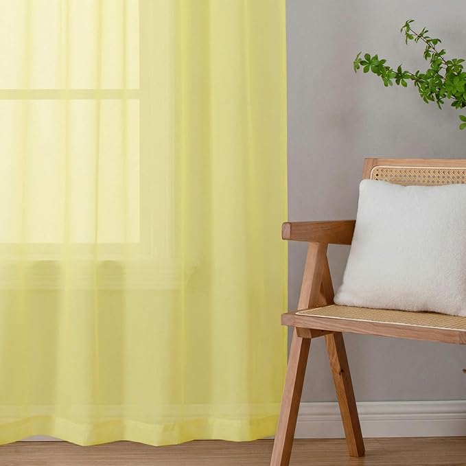 Lecloud Goose Yellow Sheer Curtains 78 Inches Long 2 Panels, Airy Light - Image 8