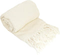 Home Soft Things White Throw Blanket Knitted Tweed Throw 50'' x 60'', Antique White, Super Soft Cozy Warm Comfortable Breathable Throw for Living Room Chair Couch Bed Sofa Bedroom Home Décor