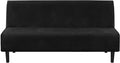 H.VERSAILTEX Velvet Futon Cover Armless Sofa Covers Sofa Bed Covers Stretch Futon Couch Cover Sofa Slipcover Furniture Protector Thick Soft Form Fitted Stay in Place, Black
