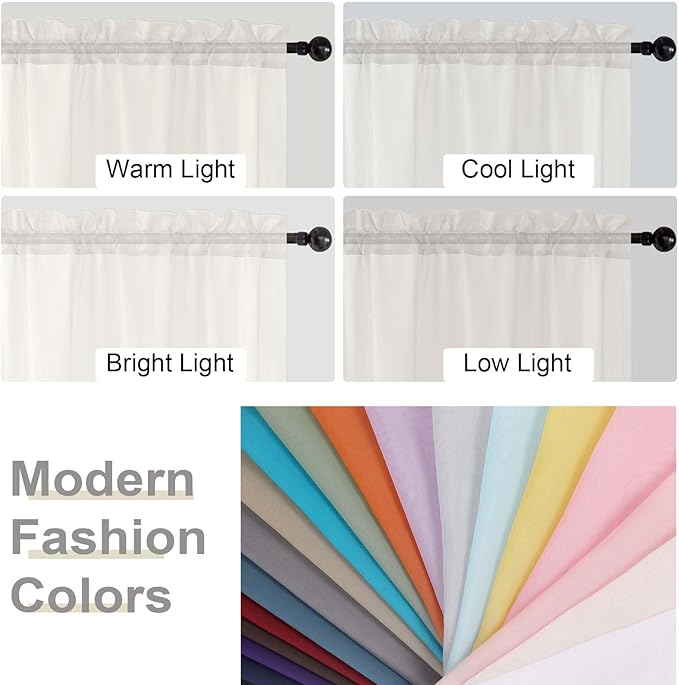 Ivory Sheer Curtains for Bedroom Living Room 96 Inches Long 2 Panels, Modern - Image 6