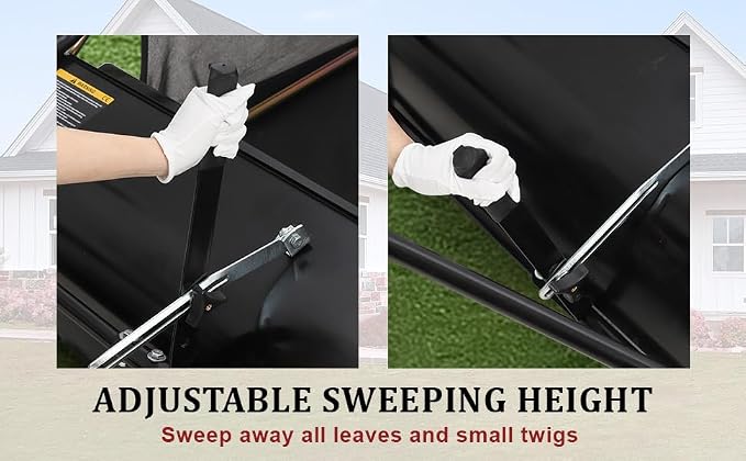 Tow Behind Lawn Sweeper 48 Inch, 26 Cu.ft Leaf & Grass Collector, Heavy Duty Yard Sweeper for Lawn Tractors, Adjustable Height Pull Behind Lawn Sweeper for Leaves, Grass Clippings & Debris