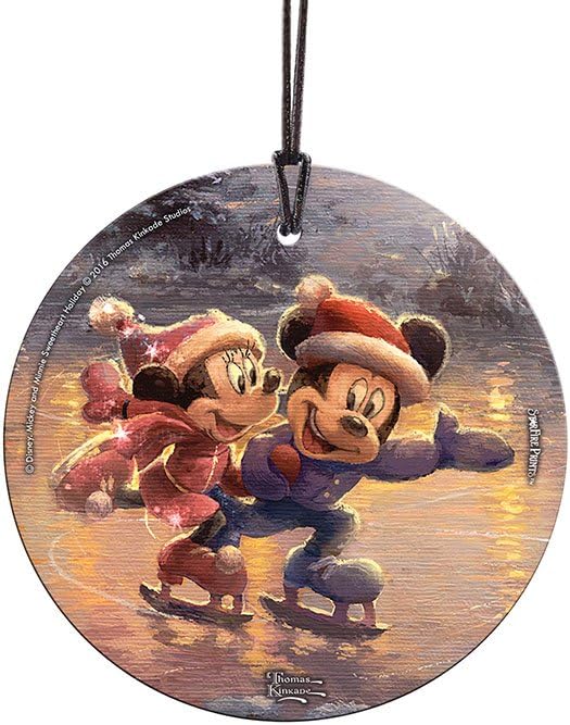 Disney Thomas Kinkade Mickey Minnie 3.5 in Glass Print | Hanging glass print | Bedroom or office display | Disney Thomas Kinkade gift