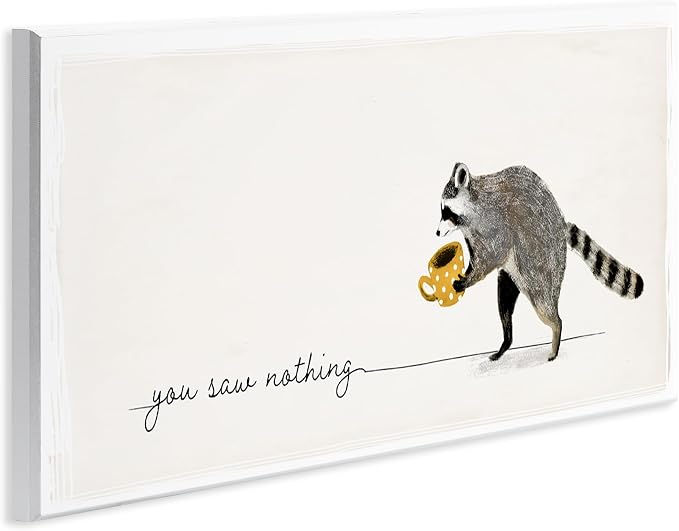 Humorous Raccoon Kitchen Phrase, 7 x 17 Inch Mounted Print on Wall Plaque | Stupell Industries · By Victoria Barnes · Ready to hang · Lean or layer on a shelf or against a wall · Made in USA