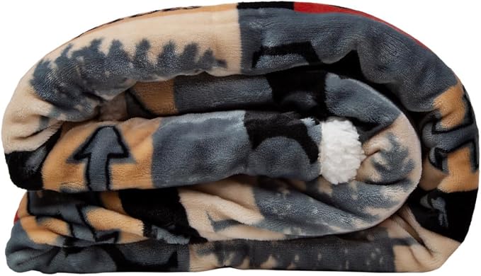 Carstens, Inc. Lake House Rustic Cabin Sherpa Fleece Large Throw Blanket, 54" x 68", Blue
