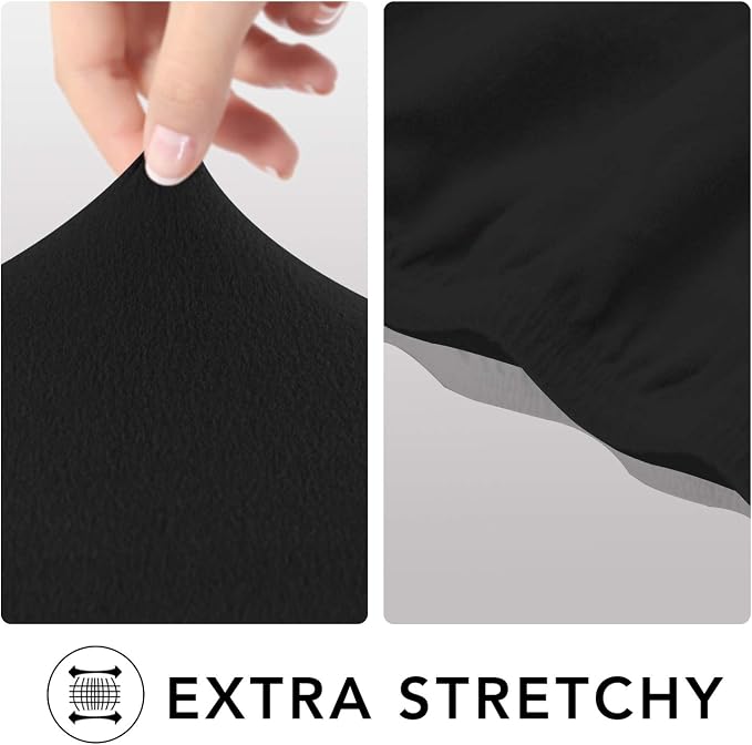 PureFit Stretch Couch Covers for Sofa Large Sofa Slipcovers Black | 1-Piece Sofa Cover Washable Soft Couch Protector, Couch Slipcover with Non Skid Foam and Elastic Bottom for Kids, Dogs