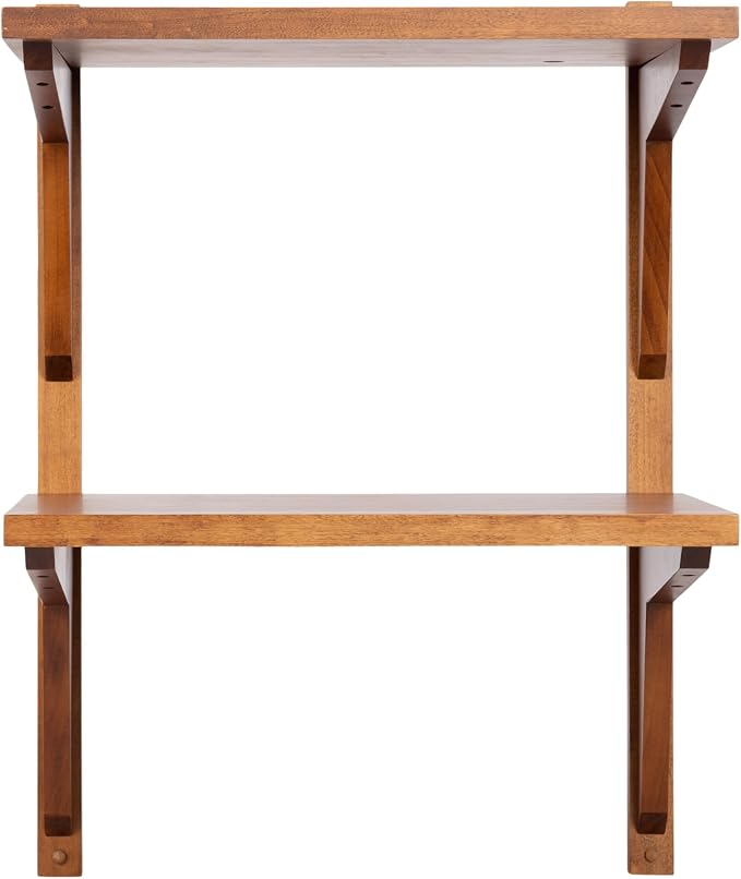 Kate and Laurel Meridien Modern Wood Tiered Floating Wall Shelf, 18 x 12 x 24, Walnut Brown, Contemporary Wooden Floating Shelves for Use as Living Room Decor Accent or Over-the-Toilet Storage Shelf