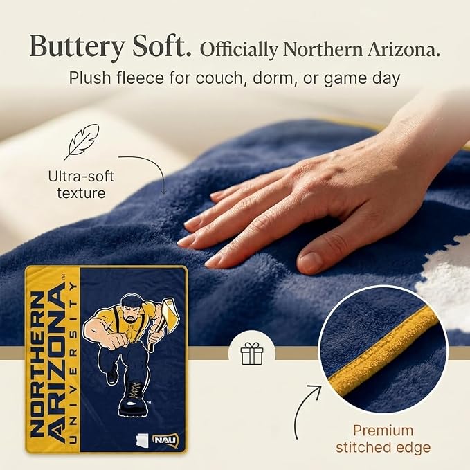 Proformance Home NCAA Northern Arizona Lumberjacks Endzone Ultra Soft Tailgate Throw