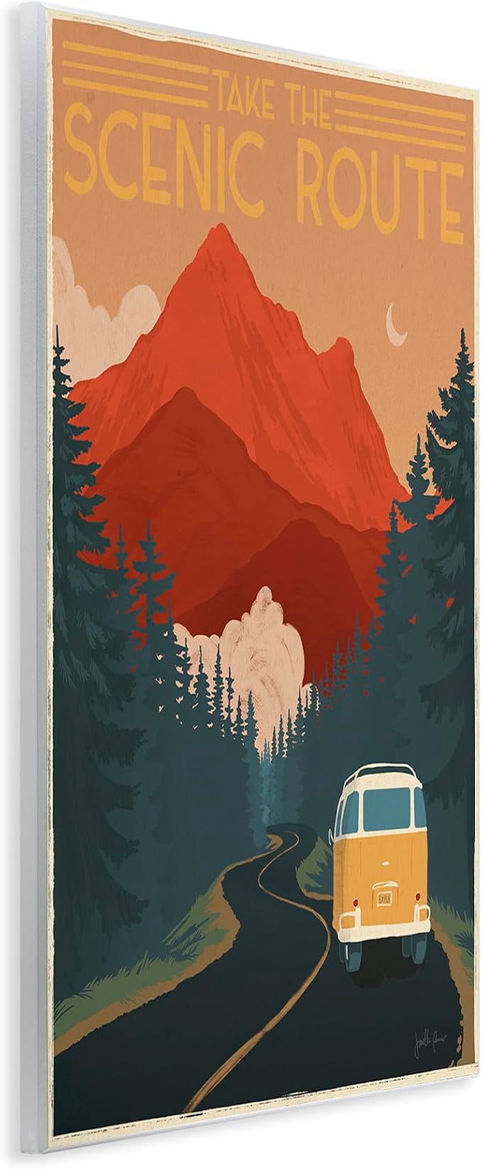 Retro Mountain Travel, 13 x 19 Inch Mounted Print on Wall Plaque | Stupell Industries · By Janelle Penner · Ready to hang · Great for cabin or lodge decor · Made in USA