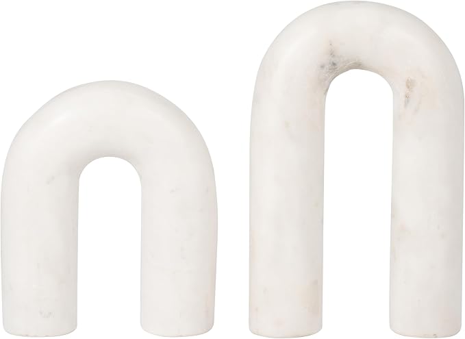 White Marble Arch Decorative Object – Rounded Horseshoe Sculpture Modern Home Decor – Contemporary Shelf & Coffee Table Decor for Office & Living Room – 5" x 6"