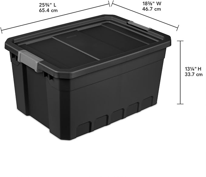 Sterilite Stacker Tote, Plastic Storage Bins with Lids, 19 Gallon, 6-Pack | Rugged Stackable Organizer Bin Containers with Latching Lids for Bed, Garage, Office, Kitchen, Closet & Classroom