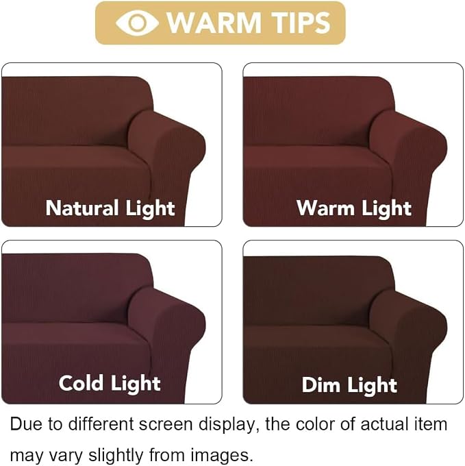 H.VERSAILTEX Stretch Sofa Covers for 3 Cushion Couch Covers Sofa Slipcovers for Living Room Feature Thick Checked Jacquard Fabric with Elastic Bottom(X-Large Sofa 101"-110" Wide, Burnt Brick)