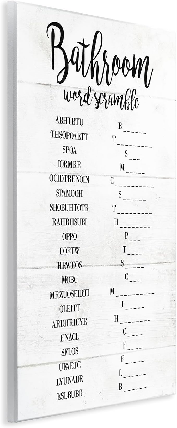 Bathroom Word Scramble, 13 x 19 Inch Mounted Print on Wall Plaque | Stupell Industries · By Lil' Rue · Ready to hang · Hand finished · Made in USA