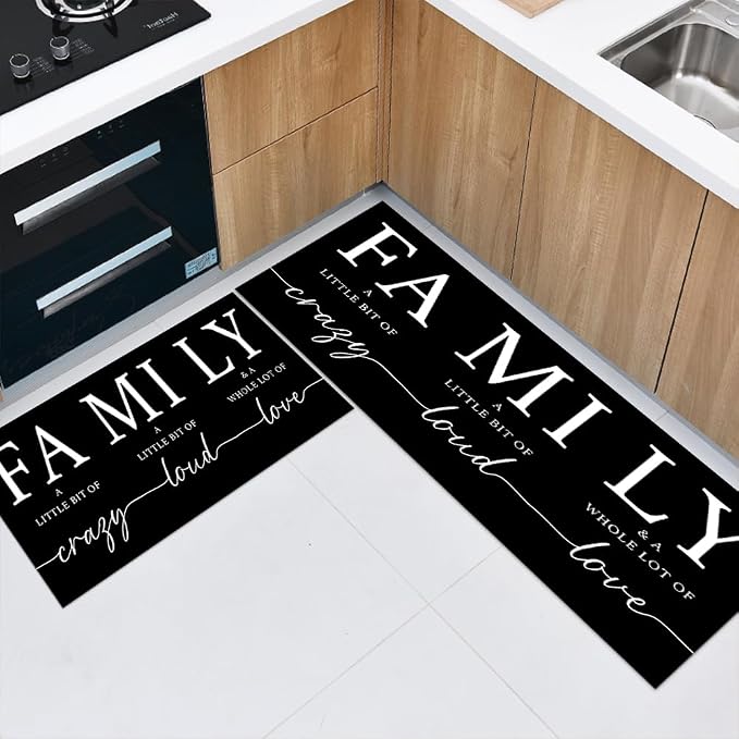 GUBIYU Farmhouse Kitchen Rugs and Mat Black Area Rugs for Living Room Dining Room Washable Rug for Bedroom Non Slip Backing Non Shedding Inspirational A Little Bit of Crazy Rugs for Home Office Decor