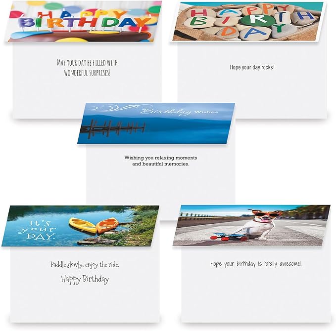 Current Birthday Greeting Cards Set | Mega, 40 Count, 20 Designs, 5" x 7" Folded, Envelopes Included, Holiday, Bulk Pack