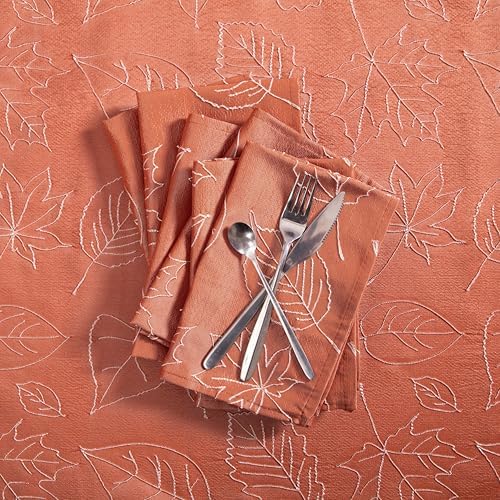 Laura Ashley Set of 6 Raised Embroidered Napkins, Maple Spice - Image 2