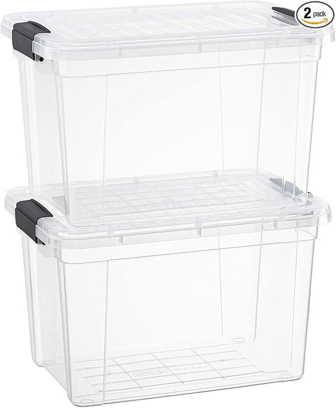 Superio Clear Storage Boxes with Lids, 8.7 Quart Plastic Container Bins for Organizing, Stackable Crates, BPA Free, Non Toxic, Odor Free, Organizers for Home, Office, School, and Dorm