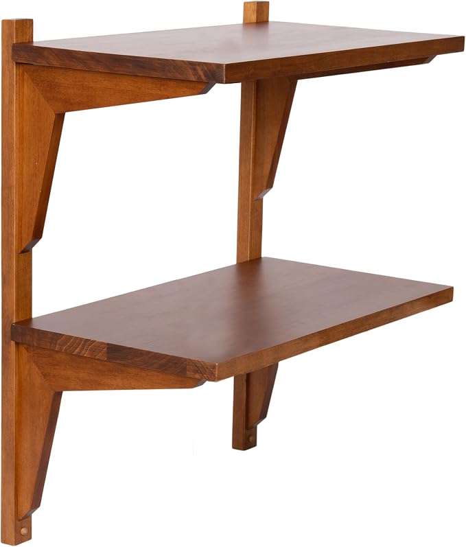 Kate and Laurel Meridien Modern Wood Tiered Floating Wall Shelf, 18 x 12 x 24, Walnut Brown, Contemporary Wooden Floating Shelves for Use as Living Room Decor Accent or Over-the-Toilet Storage Shelf