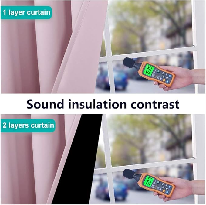 NICETOWN 100% Blackout Window Curtain Panels, Baby Pink, 2 Pieces, 70-inch Wide Per Panel, Full Light Blocking Drapes with Black Liner for Nursery, 72-inch Drop Thermal Insulated Draperies