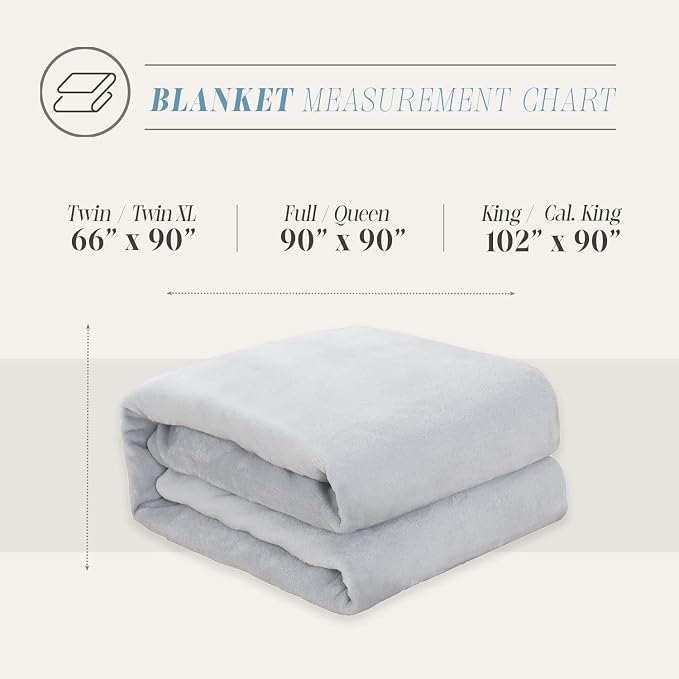 Elegant Comfort Luxury Velvety Feel Blanket, All-Season Lightweight Blanket, Ultra Plush, Soft, Cozy-Fuzzy Flannel Fleece for Couch, Sofa, Bed, Travel, Solid Design, Full/Queen, Silver Gray