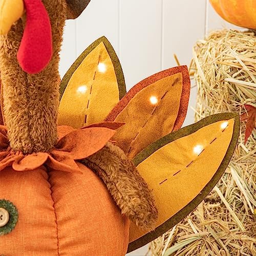 Glitzhome Thanksgiving Porch Decor Fabric Turkey Decorative Signage Standing Decor with Telescoping Legs and Timer - Image 6