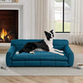 51"×28" Large Dog Sofa, for Large & Extra Large Dogs | Detachable Cushion | Reinforced Low Base|Non-Sagging |Breathable Linen Fabric | Soft Cushion | Armrest & Backrest | Blue