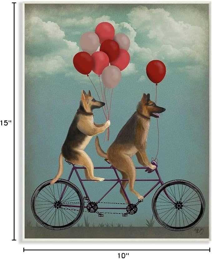 Comic Dog Bicycle Balloon Humor, 10 x 15 Inch Mounted Print on Wall Plaque | Stupell Industries · By Fab Funky · Ready to hang · Hand finished · Made in USA
