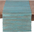 SARO LIFESTYLE Shimmering Woven Nubby Table Runner - Textured Water Hyacinth Table Runner with Sparkling Metallic Threads for Dining Tables, Everyday Entertaining and Home Décor, 16"x72", Turquoise by SaroLifestyle