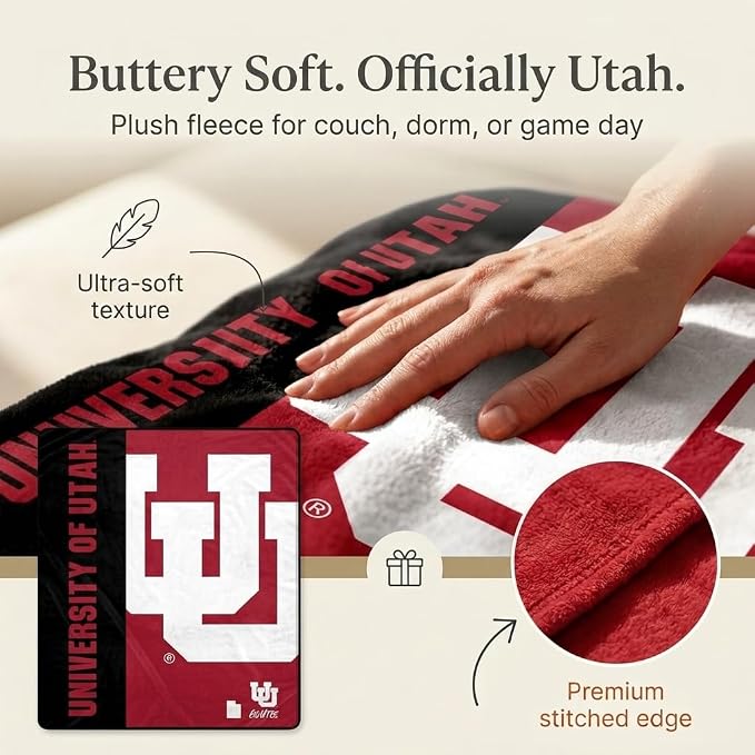 Proformance Home NCAA Utah Utes Endzone Ultra Soft Tailgate Throw