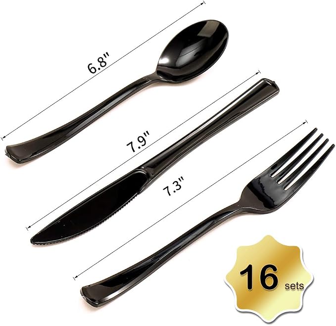 21st Birthday Party Supplies Set-16 Guests-Black And Gold Disposable Tableware kit, 21 Years Birthday Decorations, Include Paper Plates, 12oz Cups Napkins Banners Tablecloth Straws Cutlery…