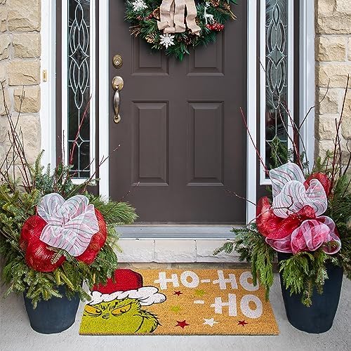 Gertmenian The Grinch Coir Doormat - 2x3 Welcome Mat (2-Pack), Ideal for High Traffic Areas in Front Door, Garage, Entryway - The Grinch Ho Ho Ho/Santa, 19597
